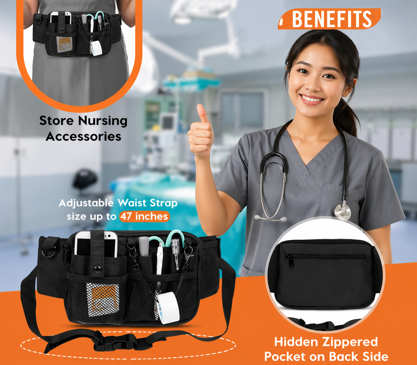 Nurse Utility Waist Bag - Multi-Pocket Medical Organizer Belt
