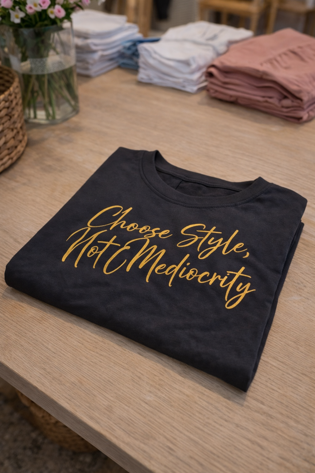"Choose Style, Not Mediocrity" (Black and Gold) Crop Top