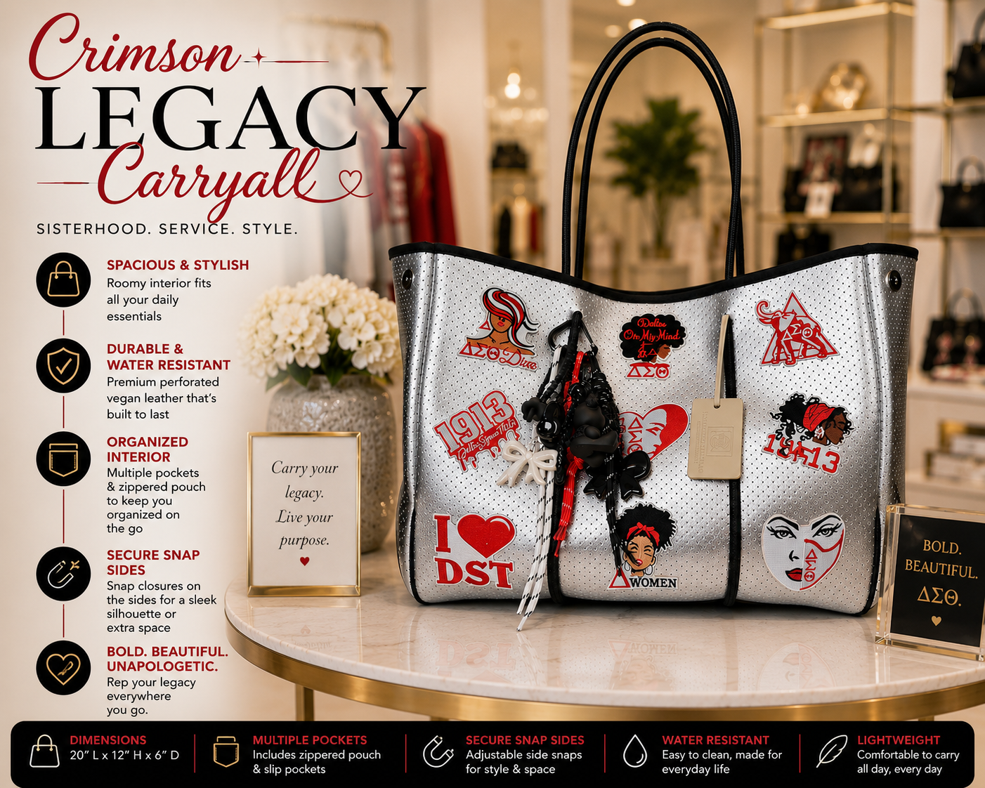 "Crimson Legacy Carryall" Tote Bag