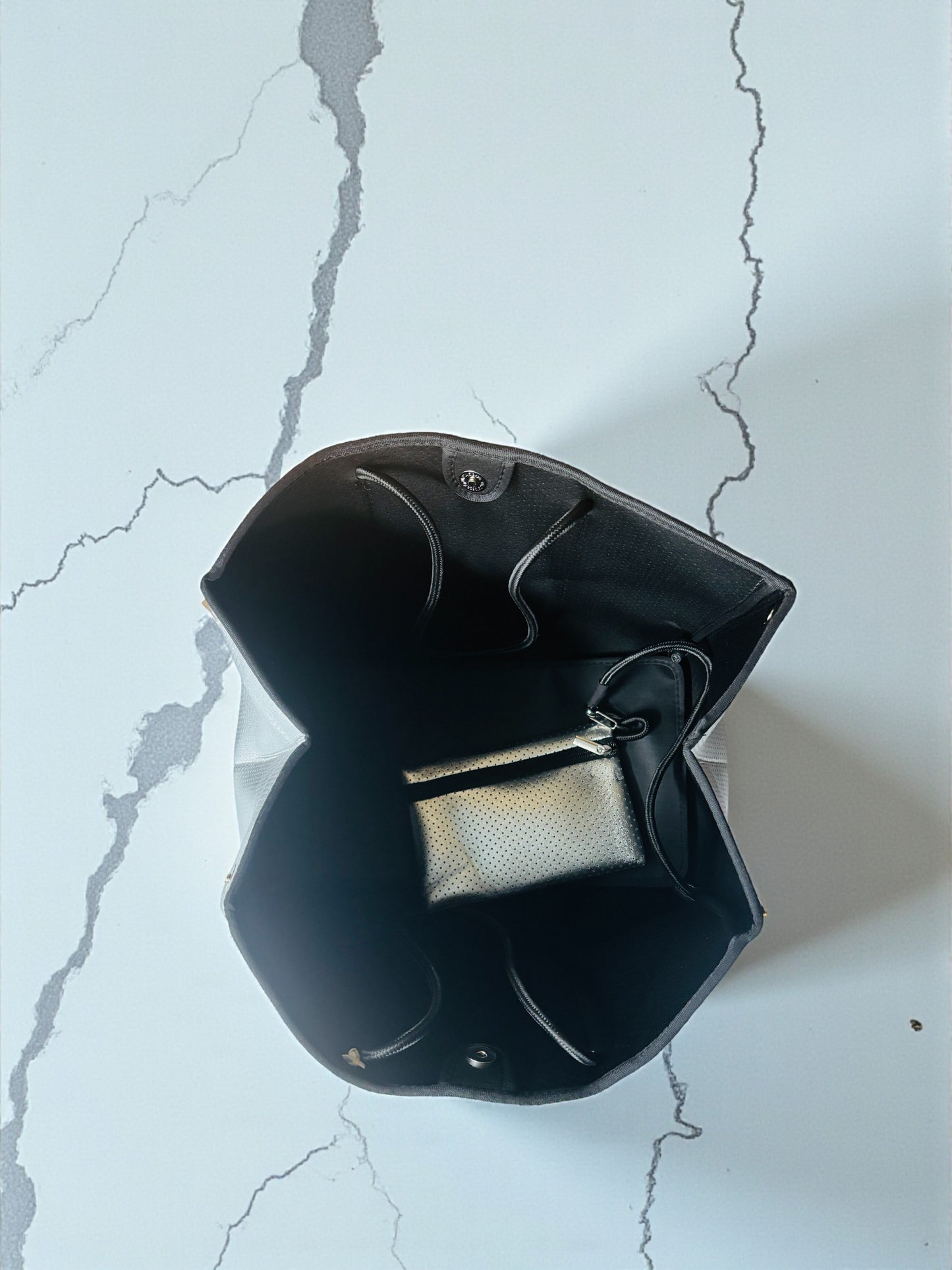 Neoprene Tote Bag: Chrome Silver