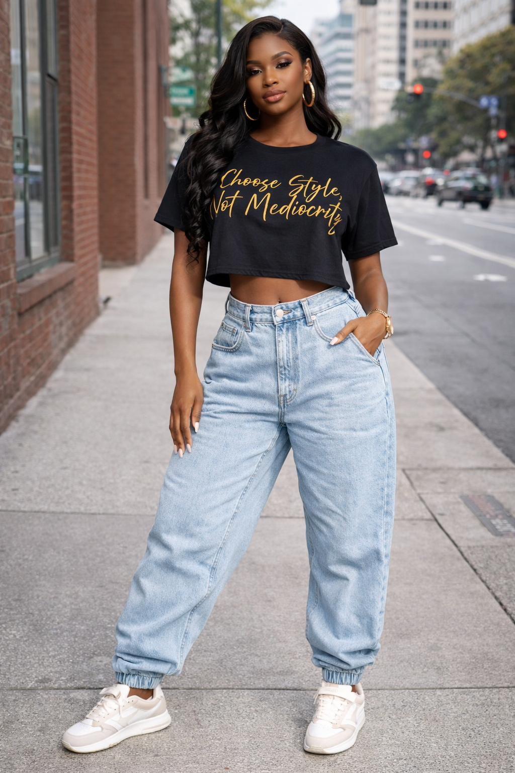"Choose Style, Not Mediocrity" (Black and Gold) Crop Top