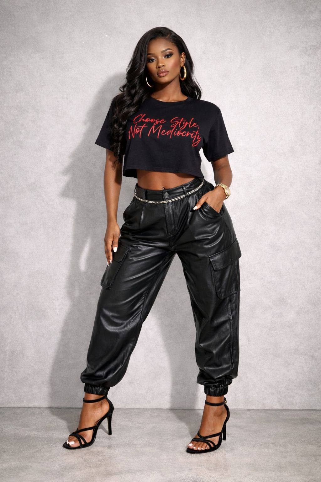 "Choose Style, Not Mediocrity" (Black and Red) Crop Top