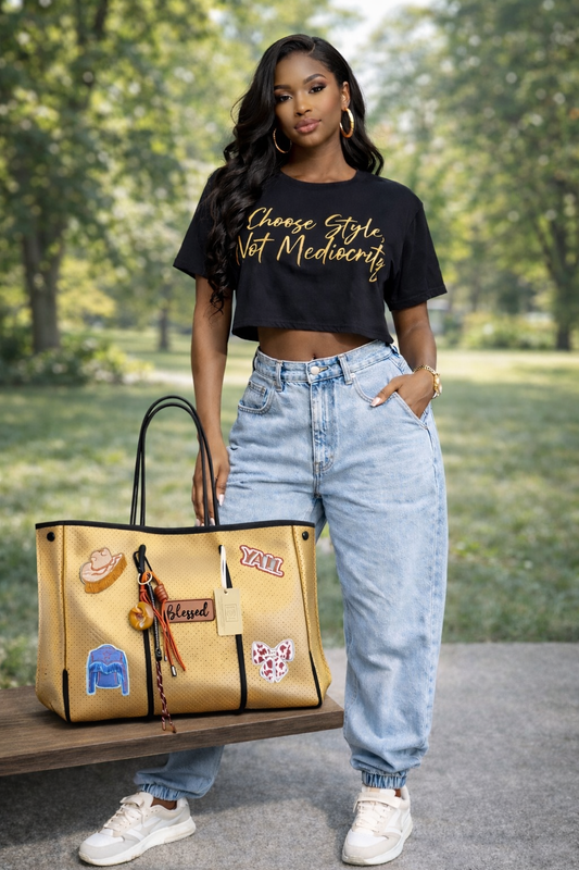 "Choose Style, Not Mediocrity" (Black and Gold) Crop Top