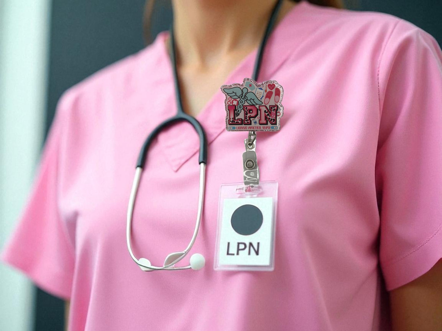 "LPN" (Licensed Practical Nurse) Badge Reel