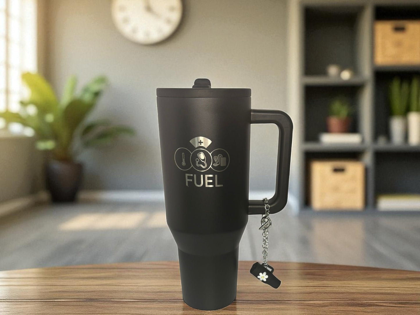 Black " FUEL" Spill Proof Tumbler