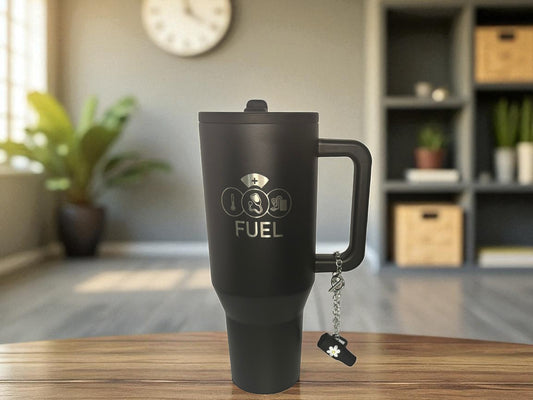 Black " FUEL" Spill Proof Tumbler