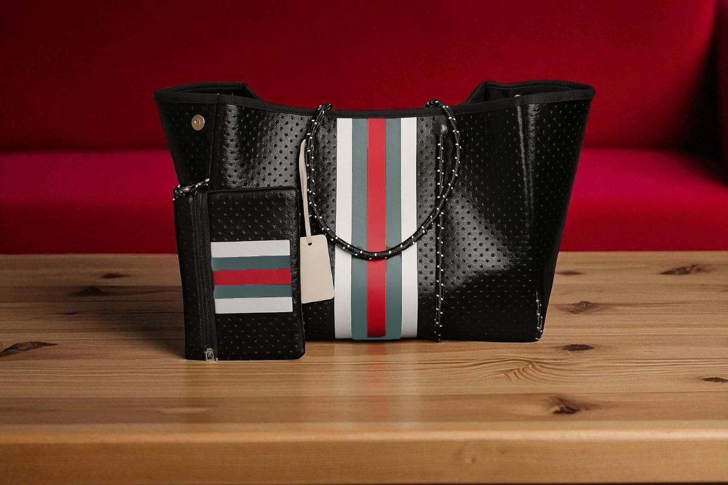 Neoprene Tote Bag: Glossy Black