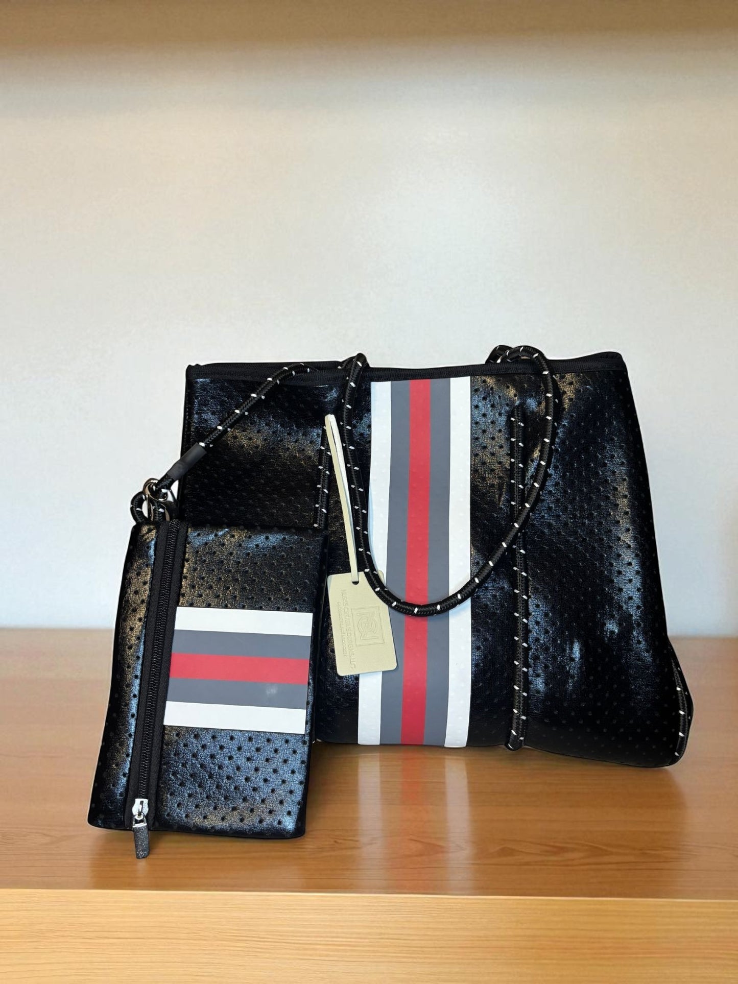 Neoprene Tote Bag: Glossy Black