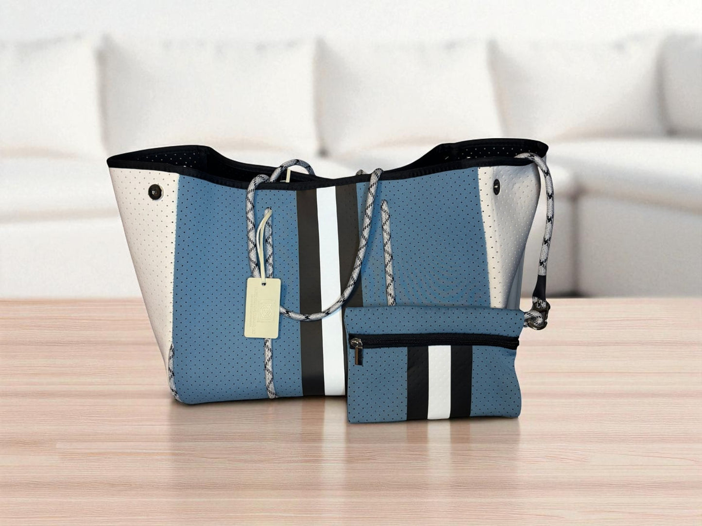 Neoprene Tote Bag: Color-Blocked Design