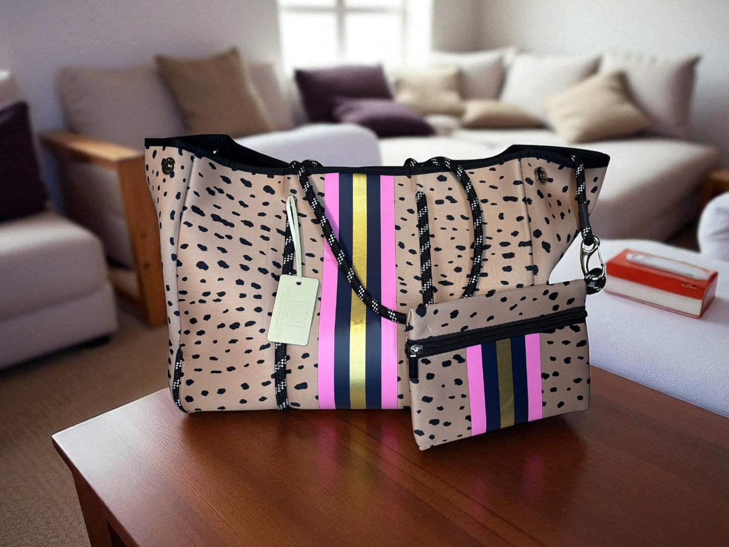 Neoprene Tote Bag: Cheetah-Inspired Print