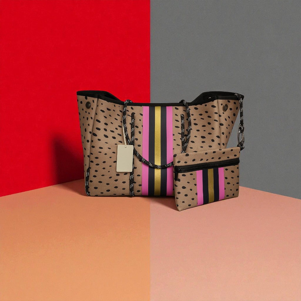Neoprene Tote Bag: Cheetah-Inspired Print