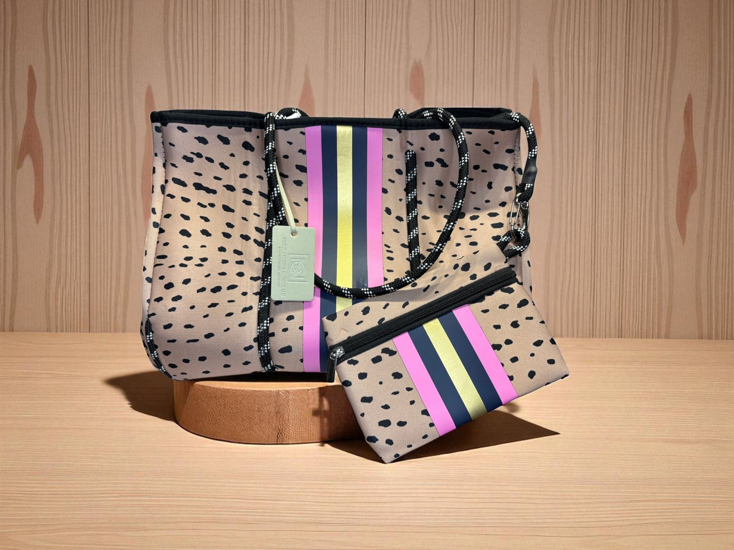 Neoprene Tote Bag: Cheetah-Inspired Print