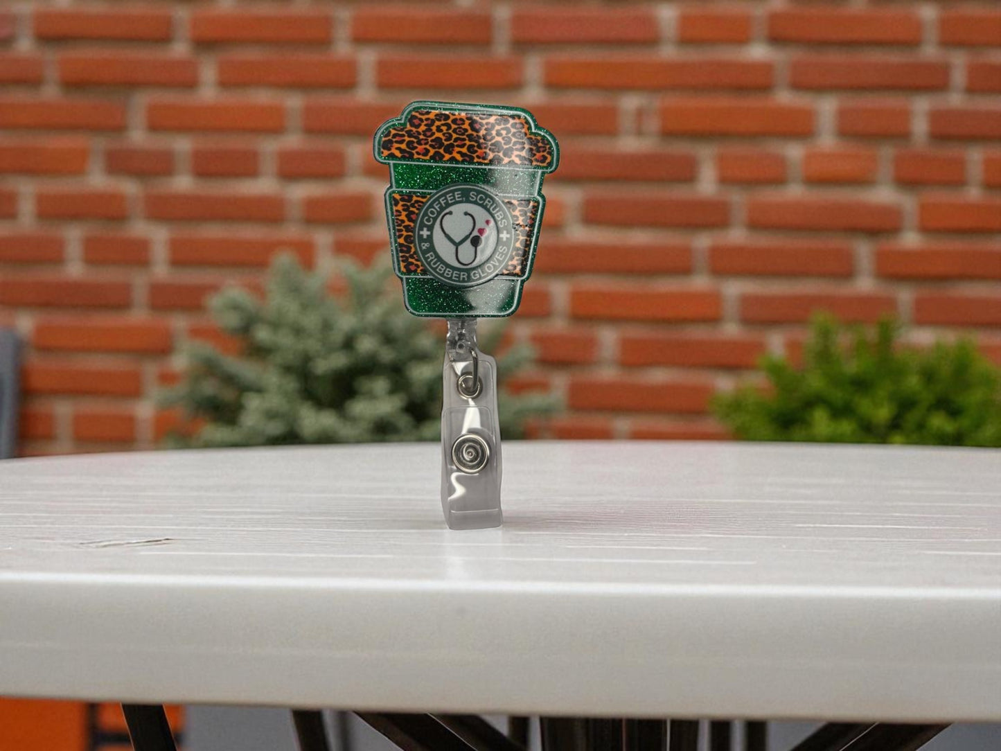 "Coffee, Scrubs, & Rubber Gloves" Badge Reel