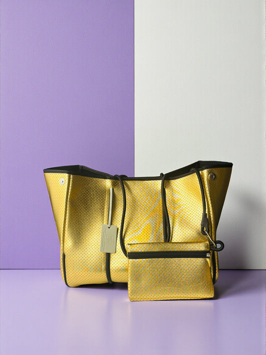 Neoprene Tote Bag: Chrome Gold