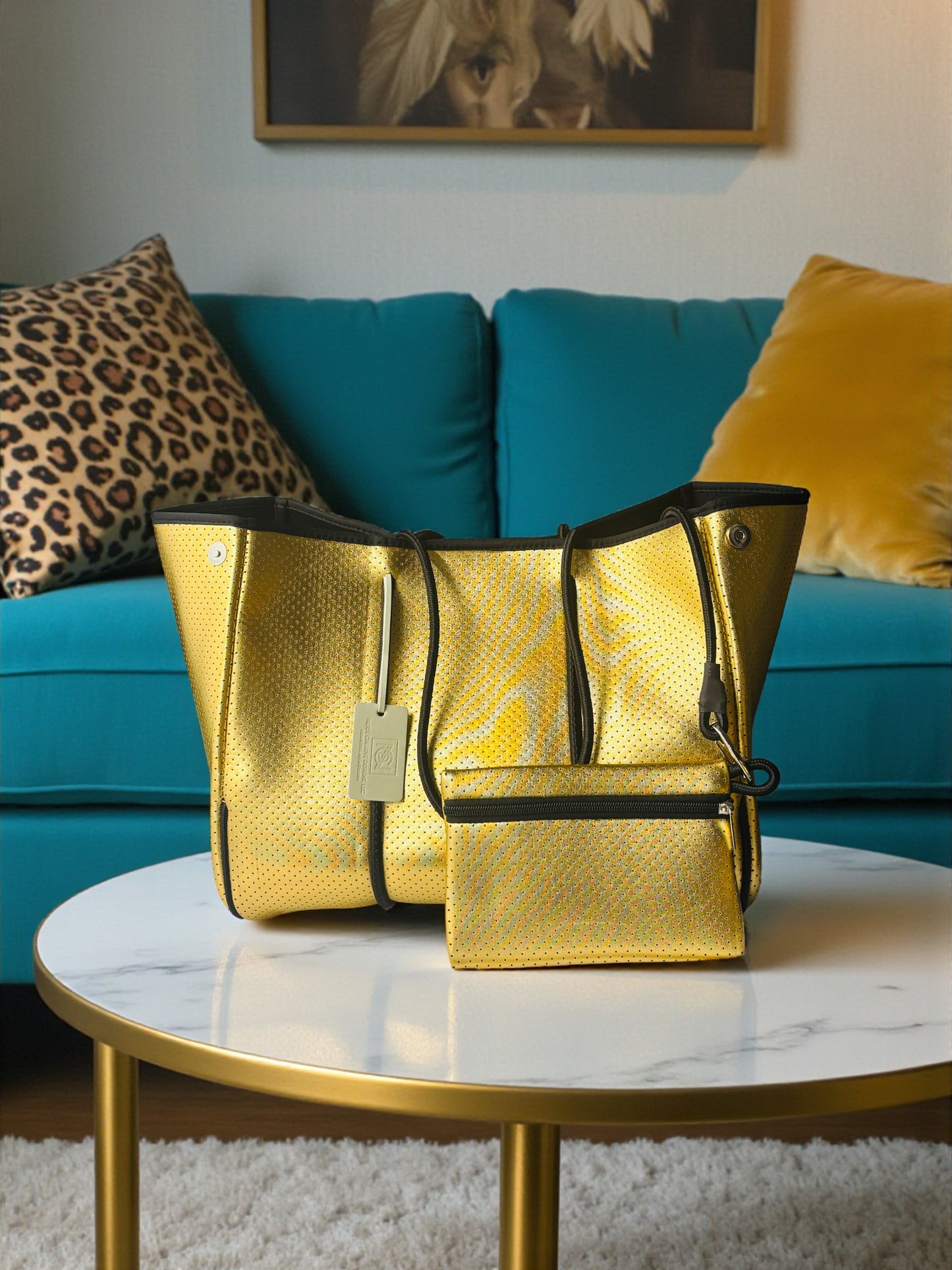 Neoprene Tote Bag: Chrome Gold