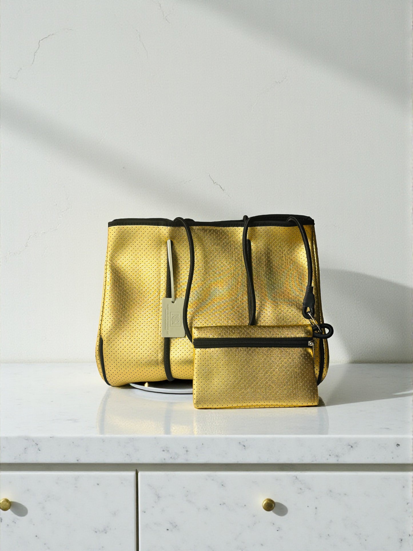 Neoprene Tote Bag: Chrome Gold