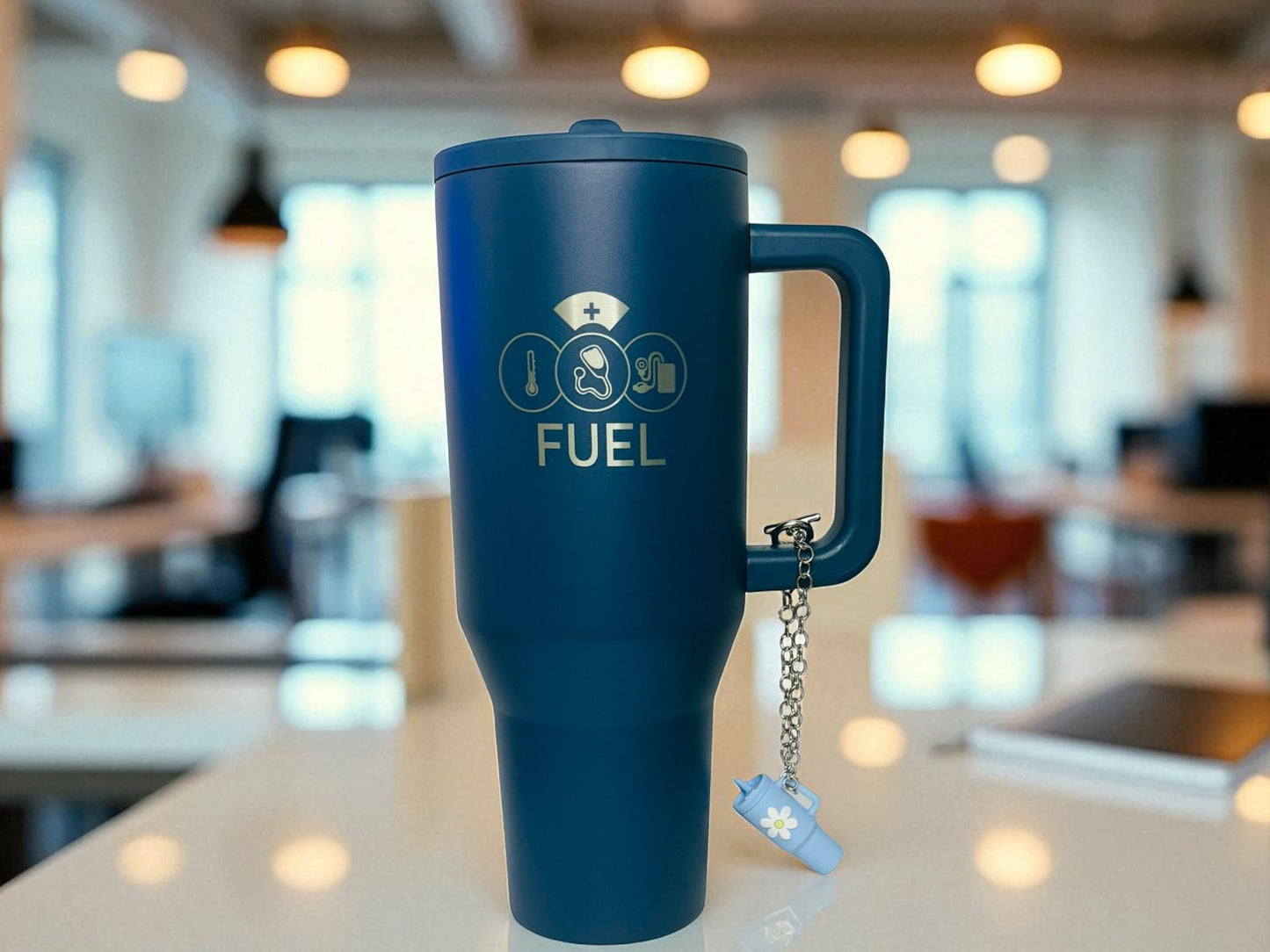 Navy Blue "FUEL" Spill Proof Tumbler