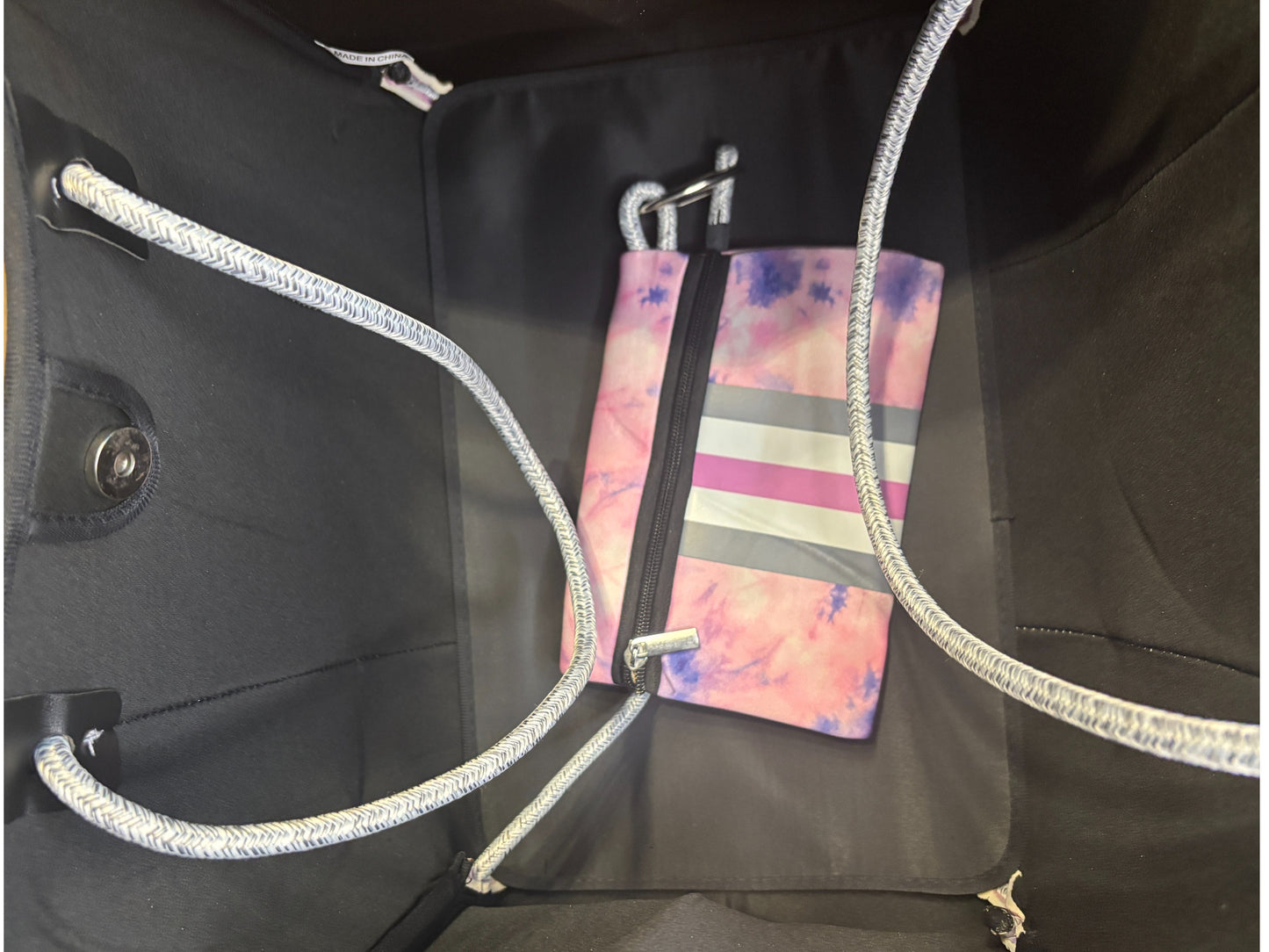 Neoprene Tote Bag: Pink & Purple Tie-Dye
